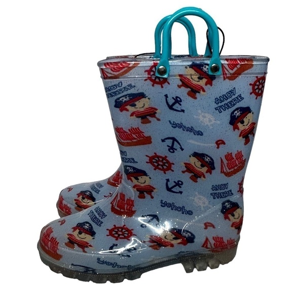 NWT KomforMe Kids Nautical Light Up Rain Boots - Picture 5 of 16